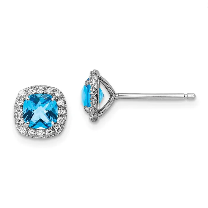 Sterling Silver Rhodplate 124Bl TopazCreat Wht Sapphire EarringsWBCQE13996 WB Choice Jewelry Earrings