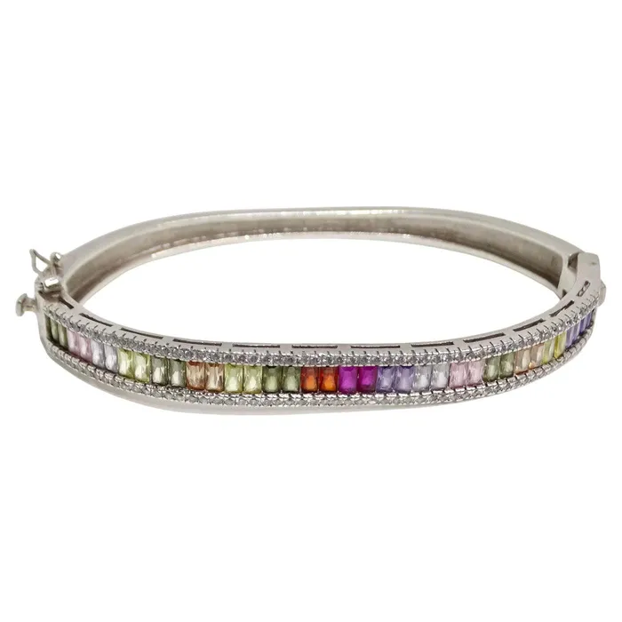 Vintage by Misty Bracelets 1990s with the Vintage Multicolor Rhinestone Silver Bracelet Vintage by Misty Bracelets 1990s with the Vintage Multicolor Rhinestone Silver Bracelet