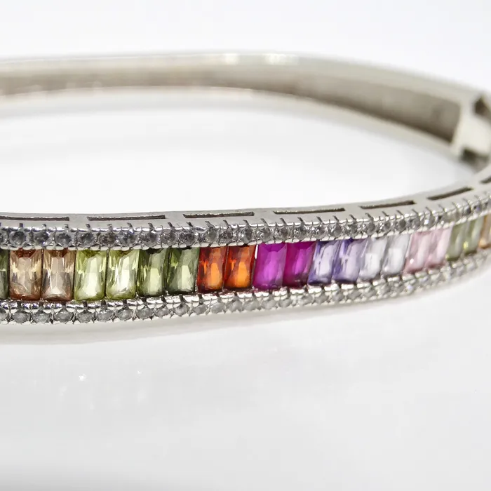 Vintage by Misty Bracelets 1990s with the Vintage Multicolor Rhinestone Silver Bracelet