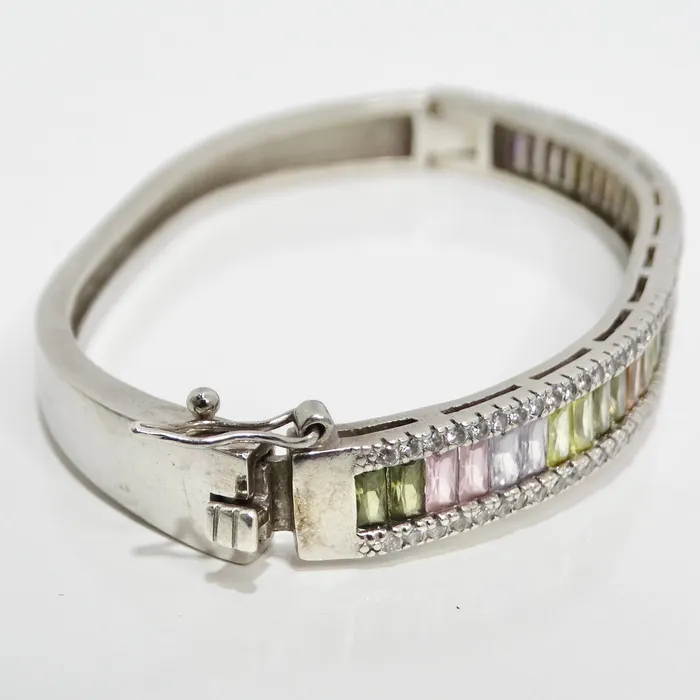 Vintage by Misty Bracelets 1990s with the Vintage Multicolor Rhinestone Silver Bracelet