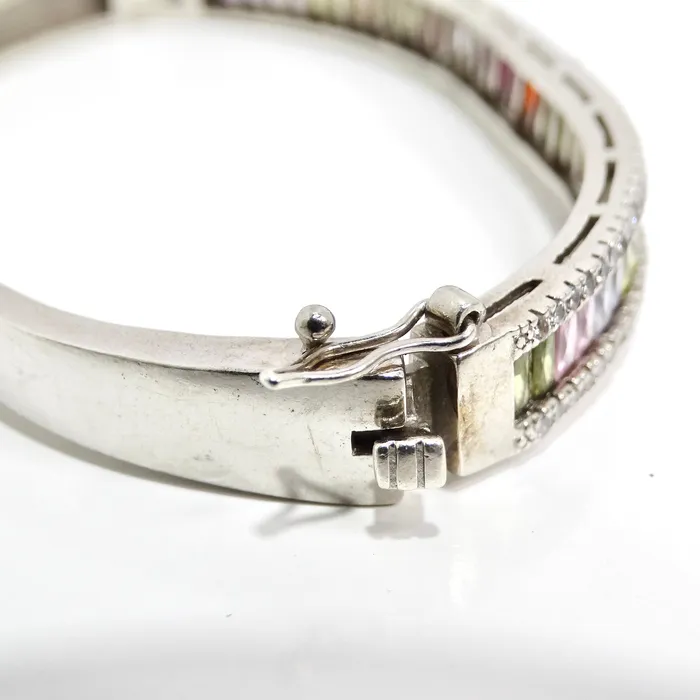 Vintage by Misty Bracelets 1990s with the Vintage Multicolor Rhinestone Silver Bracelet