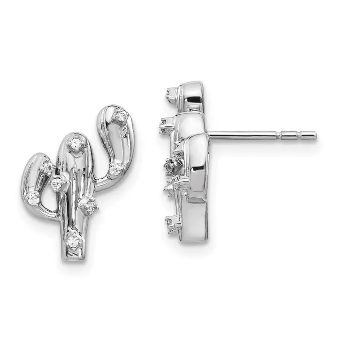 WB Choice Jewelry 14k White Gold Diamond Cactus EarringsWBCEM4048008WA Earrings