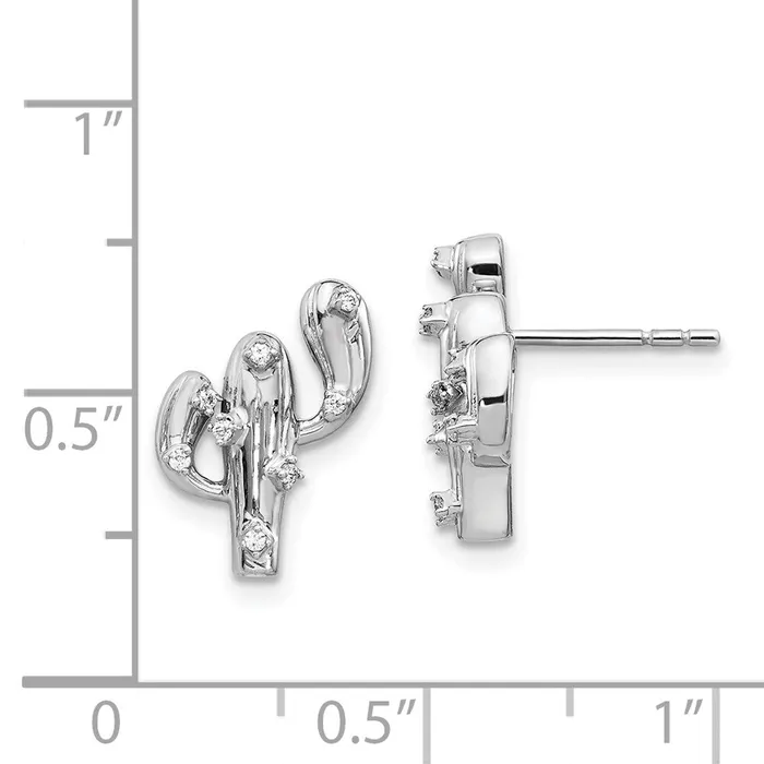 WB Choice Jewelry 14k White Gold Diamond Cactus EarringsWBCEM4048008WA Earrings