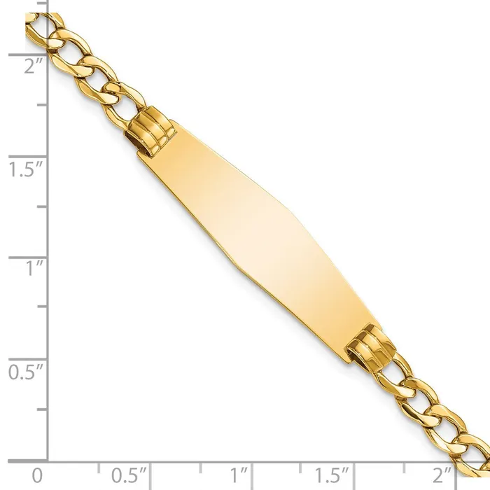 WB Choice Jewelry Bracelets 14k Polished SemiSolid Soft Diamond Shape Cuban ID BraceletWBCDCID133C7 WB Choice Jewelry Bracelets 14k Polished SemiSolid Soft Diamond Shape Cuban ID BraceletWBCDCID133C7