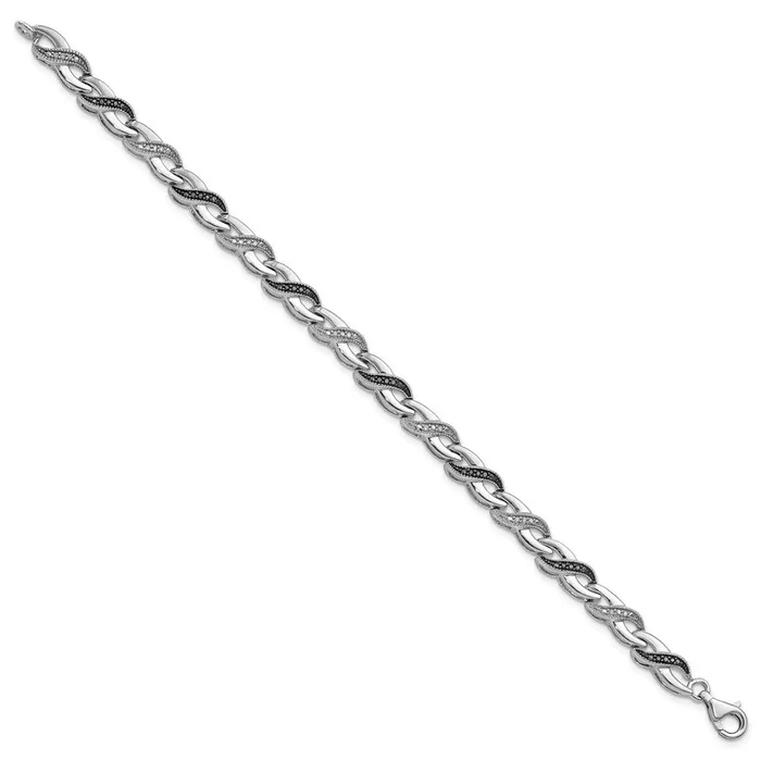 WB Choice Jewelry Bracelets Sterling Silver Rhod Plated Black White Diamond BraceletWBCQDX1237