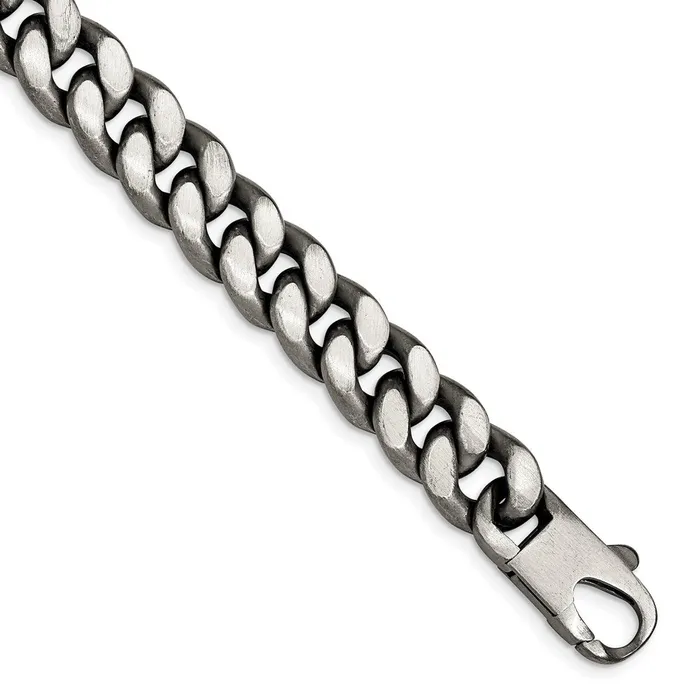 WB Choice Jewelry Bracelets Sterling Silver RutheniumAntiqued Brushed Curb Link BraceletWBCQG487185