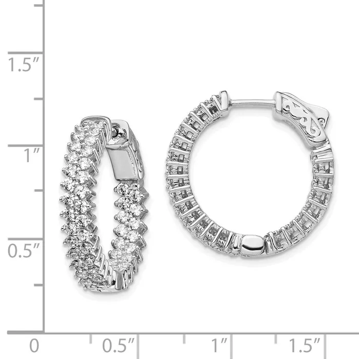 WB Choice Jewelry Earrings Sterling Silver Rhodiumplated CZ In Out Hoop EarringsWBCQE13005