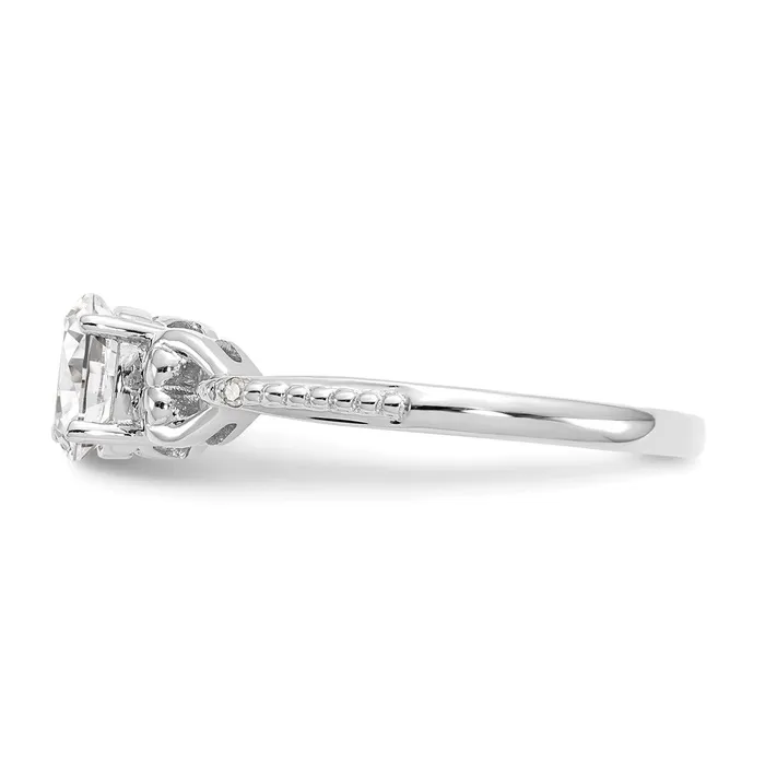 WB Choice Jewelry Rings 10k White Gold White Topaz and Diamond RingWBC10XB289