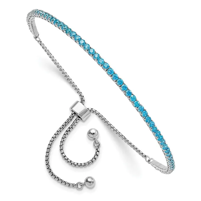 WB Choice Jewelry Sterling Silver RhodPlated December Bright Blue CZ Adjustable BraceletWBCQG5696DEC Bracelets WB Choice Jewelry Sterling Silver RhodPlated December Bright Blue CZ Adjustable BraceletWBCQG5696DEC Bracelets