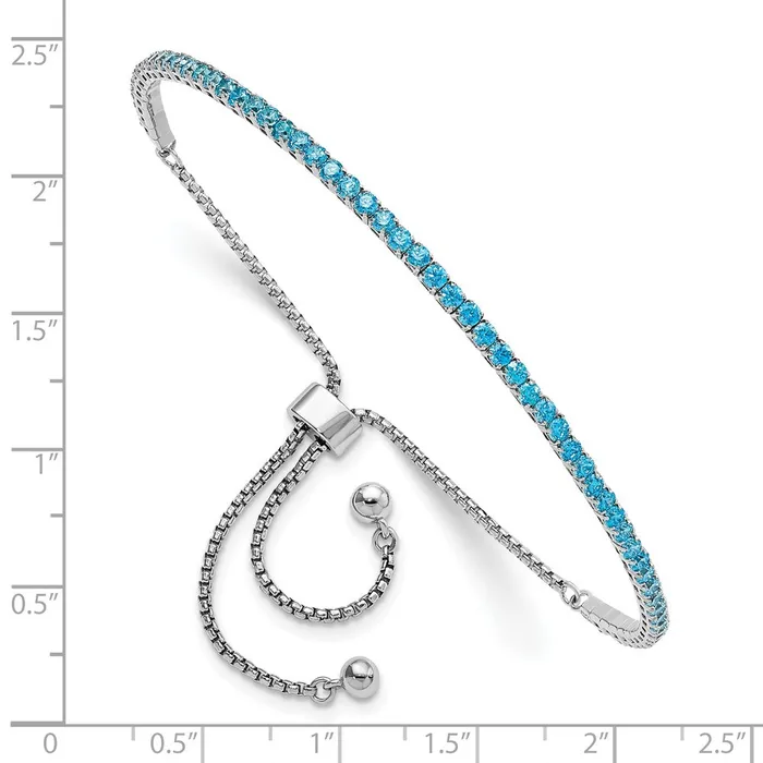 WB Choice Jewelry Sterling Silver RhodPlated December Bright Blue CZ Adjustable BraceletWBCQG5696DEC Bracelets WB Choice Jewelry Sterling Silver RhodPlated December Bright Blue CZ Adjustable BraceletWBCQG5696DEC Bracelets