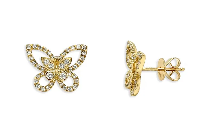 Albert Hern Earrings Earrings 18kt Yellow Gold Diamonds Butterflies Studs