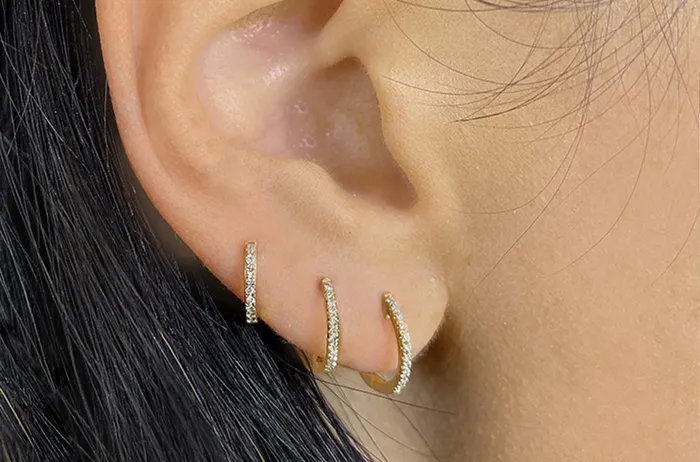 Earrings Albert Hern Earrings 14kt Gold Huggies Diamonds Earrings Albert Hern Earrings 14kt Gold Huggies Diamonds