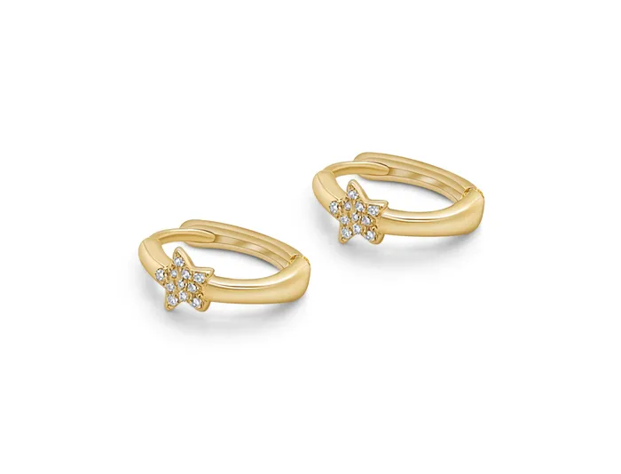 Earrings Earrings 14kt Gold Huggies Star and Diamonds Albert Hern