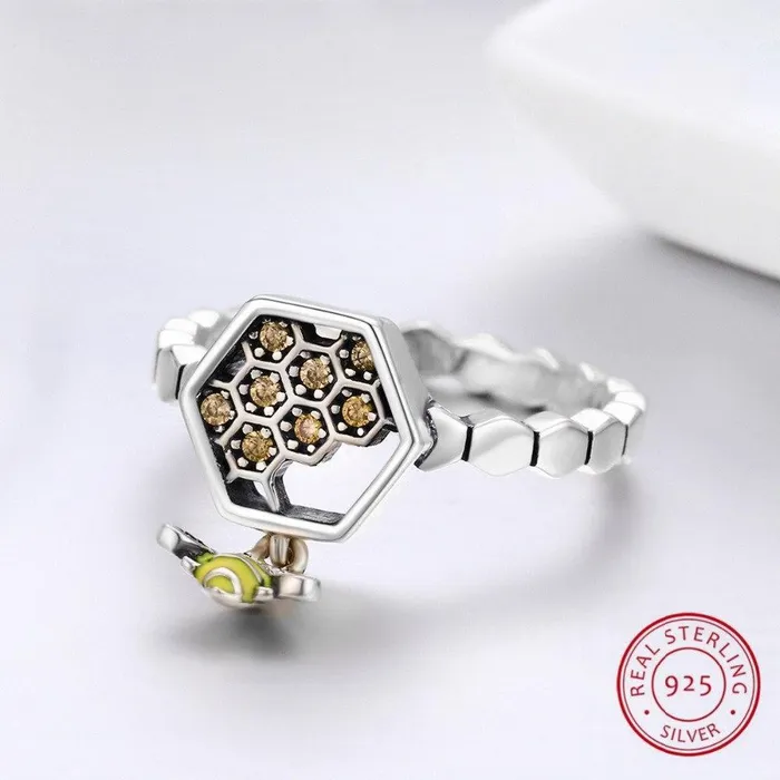 Honeycomb and Bee Sterling Silver Earrings AliExpress Earrings