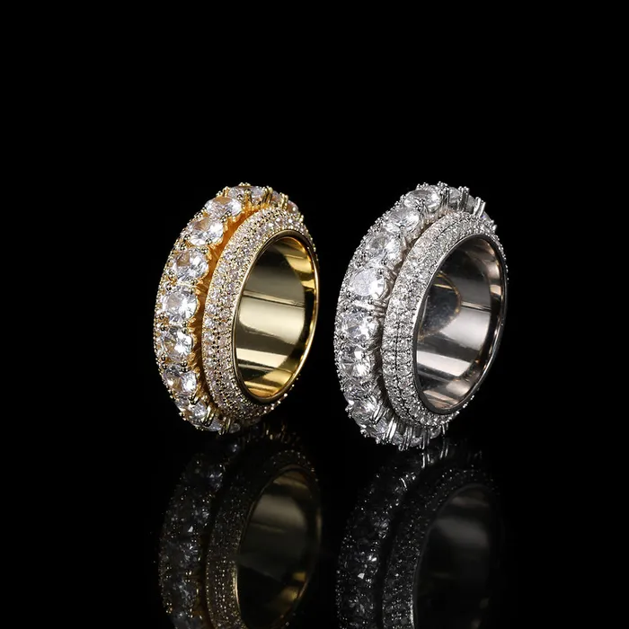 IceZeusShop Rings Five Row Rotatable Iced Out HipHop Ring IceZeusShop Rings Five Row Rotatable Iced Out HipHop Ring