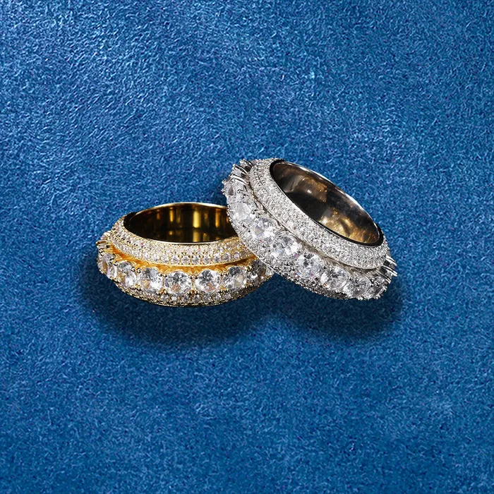IceZeusShop Rings Five Row Rotatable Iced Out HipHop Ring IceZeusShop Rings Five Row Rotatable Iced Out HipHop Ring