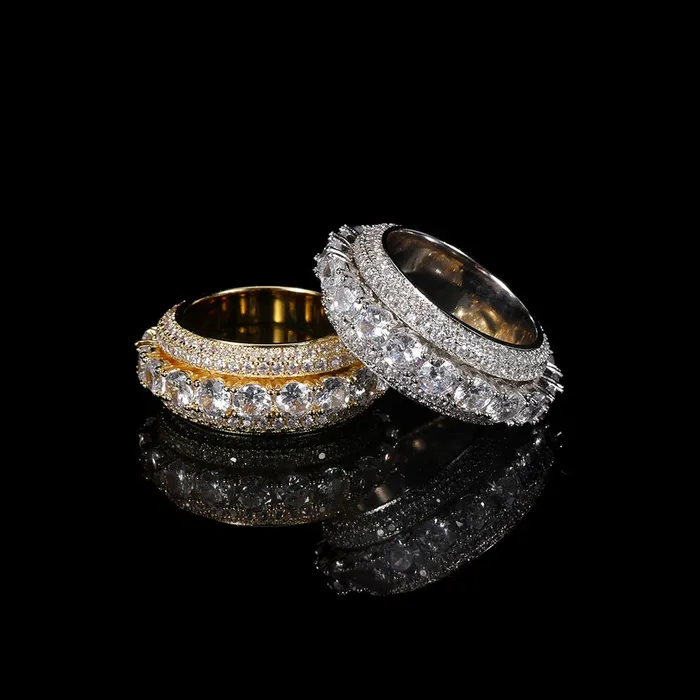 IceZeusShop Rings Five Row Rotatable Iced Out HipHop Ring IceZeusShop Rings Five Row Rotatable Iced Out HipHop Ring