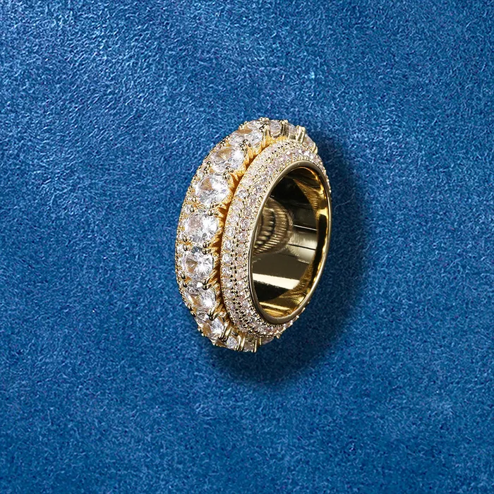 IceZeusShop Rings Five Row Rotatable Iced Out HipHop Ring IceZeusShop Rings Five Row Rotatable Iced Out HipHop Ring