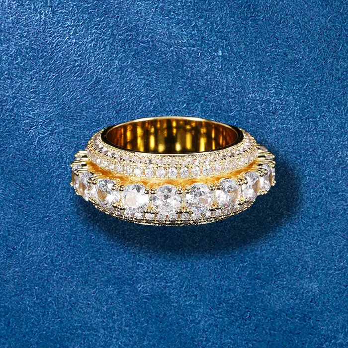 IceZeusShop Rings Five Row Rotatable Iced Out HipHop Ring IceZeusShop Rings Five Row Rotatable Iced Out HipHop Ring