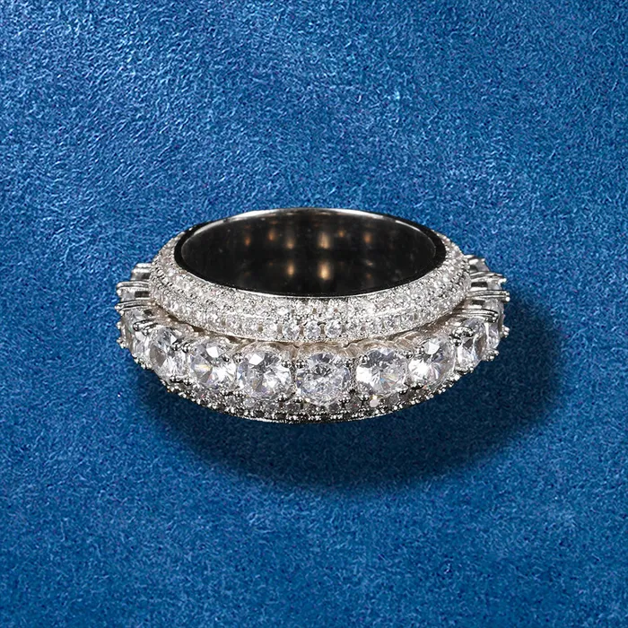 IceZeusShop Rings Five Row Rotatable Iced Out HipHop Ring IceZeusShop Rings Five Row Rotatable Iced Out HipHop Ring