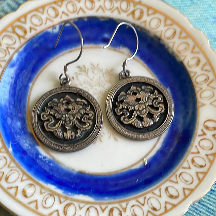 Lotus Flower Earrings Sterling Silver Vintage Vintage Paris Jewelry Earrings Lotus Flower Earrings Sterling Silver Vintage Vintage Paris Jewelry Earrings