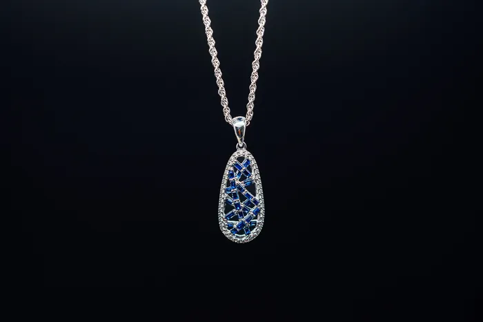 Necklaces 14k White Gold Sapphire and Diamond Pendant Allison Kaufman