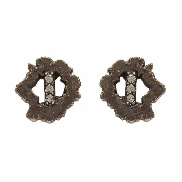 Rebel Designs Inc Earrings Raw Edge Crystal Line Stud Earrings
