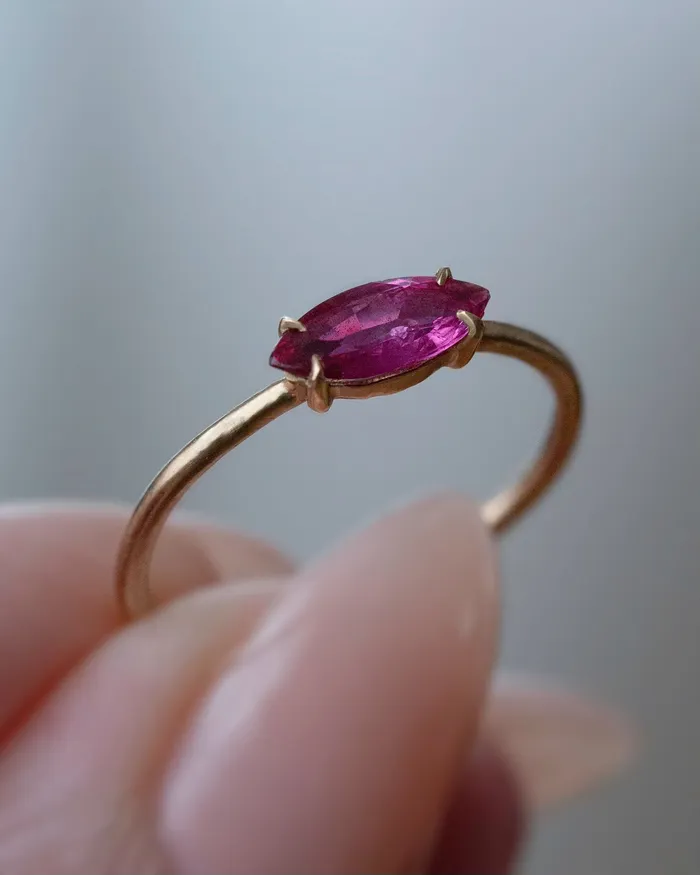 Rings Albrecht Jewellery Marquise Cut Natural Ruby Solitaire Engagement Ring 14K Gold