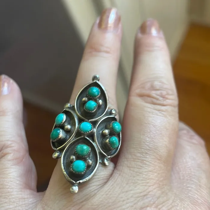 Turquoise Ring Sterling Silver Vintage Vintage Paris Jewelry Rings