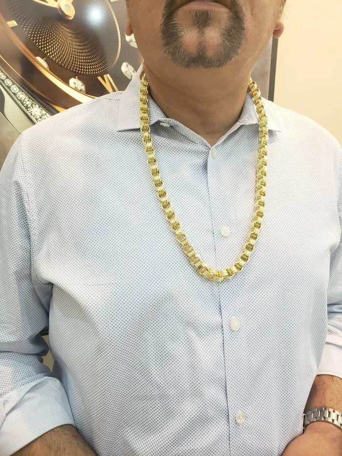 10K Yellow Gold Men Necklace Byzantine Chain 28 Inch 10MM Gold and Diamond Necklaces