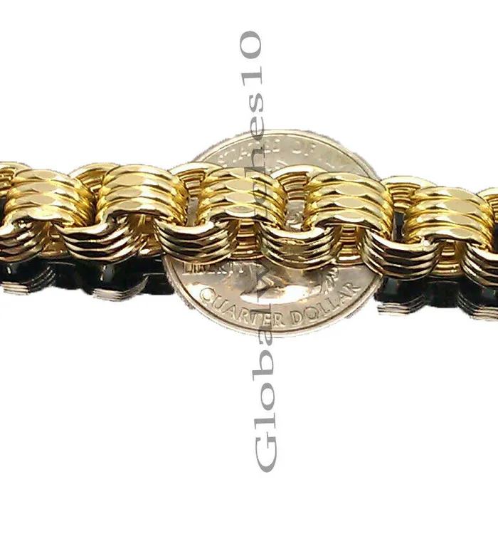 10K Yellow Gold Men Necklace Byzantine Chain 28 Inch 10MM Gold and Diamond Necklaces