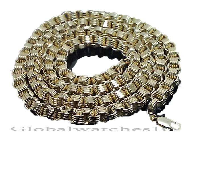 10K Yellow Gold Men Necklace Byzantine Chain 28 Inch 10MM Gold and Diamond Necklaces