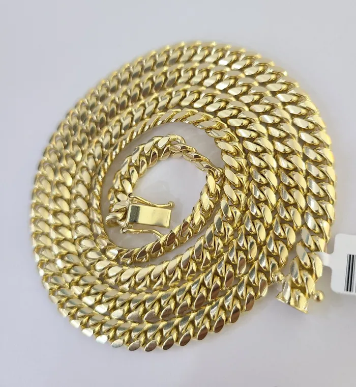 10k Yellow Solid Gold 6mm Miami Cuban Link Chain Necklace 2028 Inch Real Gold and Diamond Necklaces