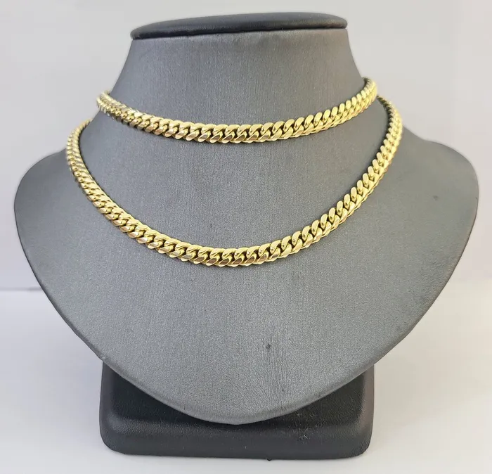 10k Yellow Solid Gold 6mm Miami Cuban Link Chain Necklace 2028 Inch Real Gold and Diamond Necklaces