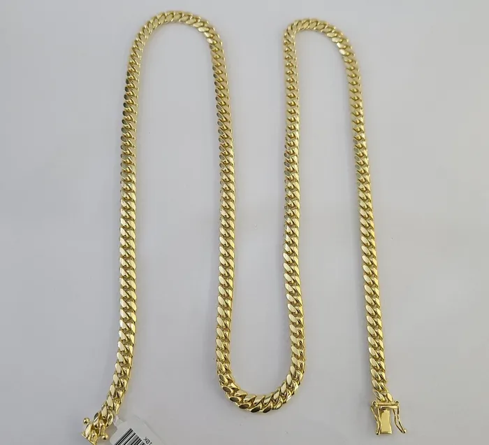 10k Yellow Solid Gold 6mm Miami Cuban Link Chain Necklace 2028 Inch Real Gold and Diamond Necklaces