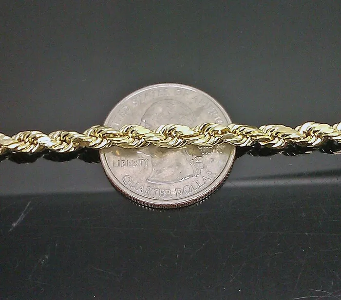globalwatches10 10k Real Gold Rope Chain For Men SOLID 5mm 20 Inch Diamond Cut On Sale Necklaces