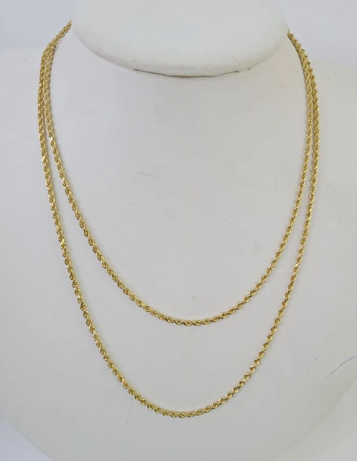 Globalwatches10 Necklaces 18k Real Solid Rope Chain Yellow Gold 2mm 20 Inch Genuine 18kt Necklace Globalwatches10 Necklaces 18k Real Solid Rope Chain Yellow Gold 2mm 20 Inch Genuine 18kt Necklace