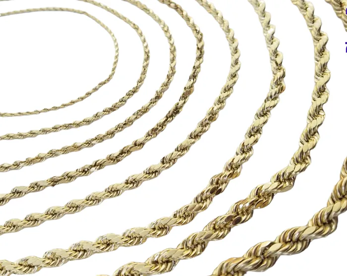 globalwatches10 Necklaces Real 10k Gold Rope Chain 3mm10mm Necklace 1830 Inch Men Women