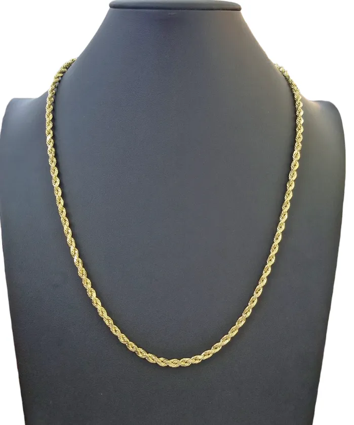 globalwatches10 Necklaces Real 10k Gold Rope Chain 3mm10mm Necklace 1830 Inch Men Women