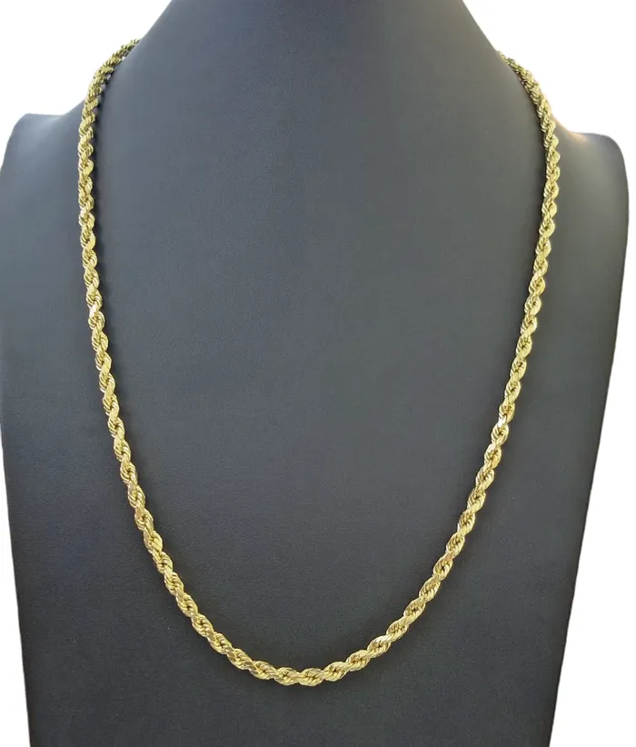 globalwatches10 Necklaces Real 10k Gold Rope Chain 3mm10mm Necklace 1830 Inch Men Women