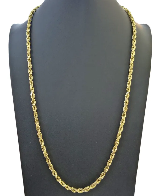 globalwatches10 Necklaces Real 10k Gold Rope Chain 3mm10mm Necklace 1830 Inch Men Women