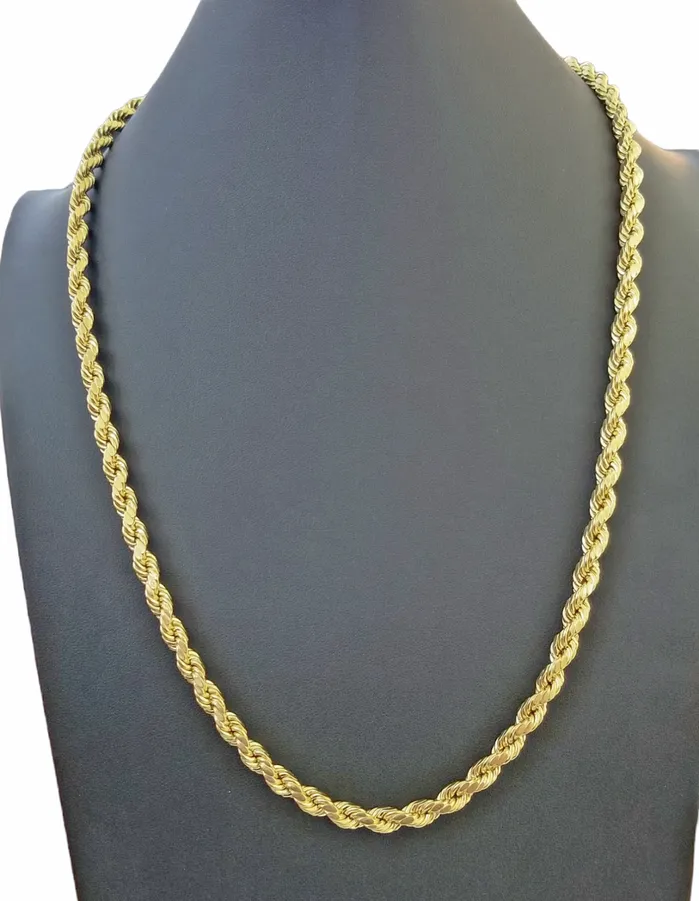 globalwatches10 Necklaces Real 10k Gold Rope Chain 3mm10mm Necklace 1830 Inch Men Women