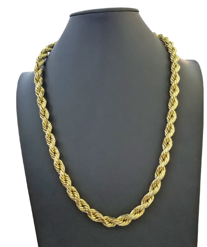 globalwatches10 Necklaces Real 10k Gold Rope Chain 3mm10mm Necklace 1830 Inch Men Women