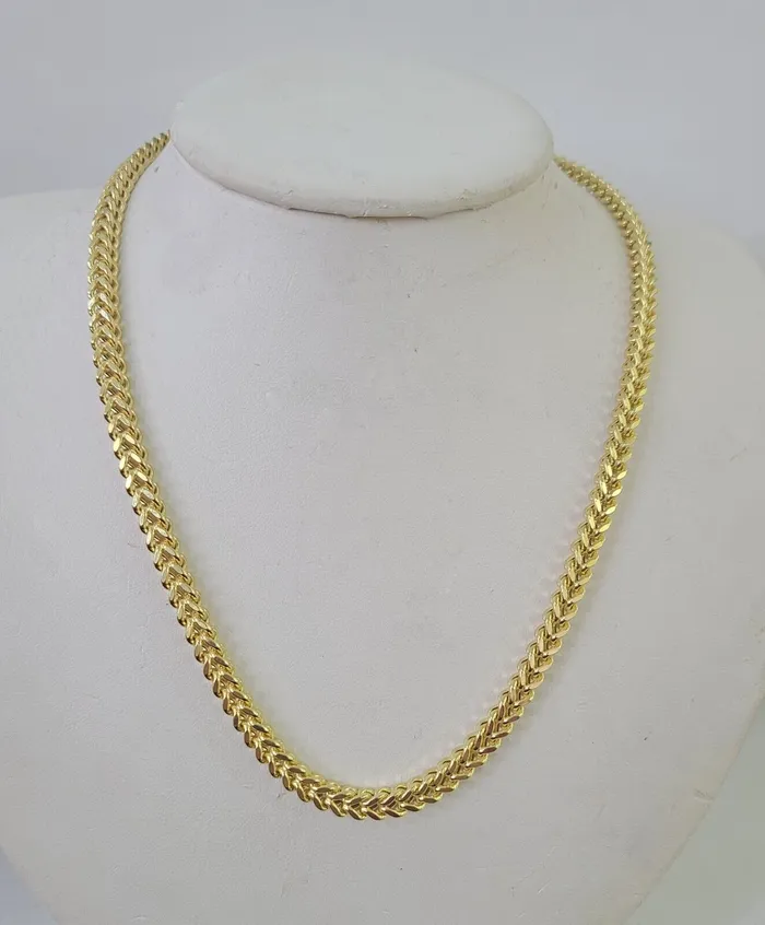 Gold and Diamond 14K Franco Chain Necklace 4mm 26 Inch Real 14KT Men Women Yellow Gold Necklaces Gold and Diamond 14K Franco Chain Necklace 4mm 26 Inch Real 14KT Men Women Yellow Gold Necklaces