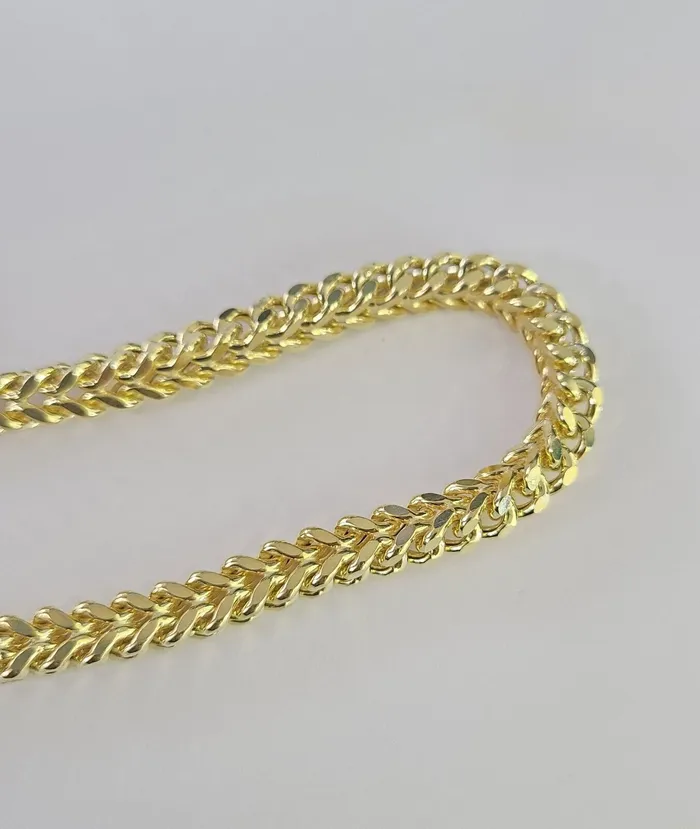 Gold and Diamond Bracelets 10k Franco Bracelet 6mm 8 Inch Yellow Gold Men Women Link Real 10kt