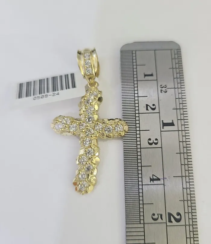 Gold and Diamond Necklaces 10k Milano Rope Chain Jesus Cross Charm Necklace SET 3mm 18 20 22 24