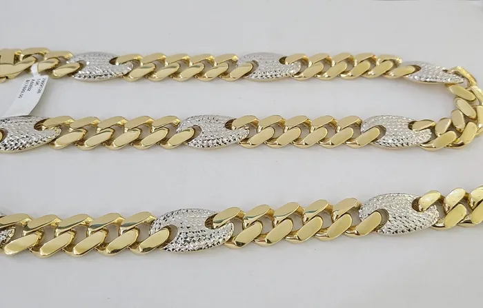 Gold and Diamond Necklaces 10K Yellow Gold 15mm Miami Cuban Mariner Link Chain Necklace 24 Inch 10Kt