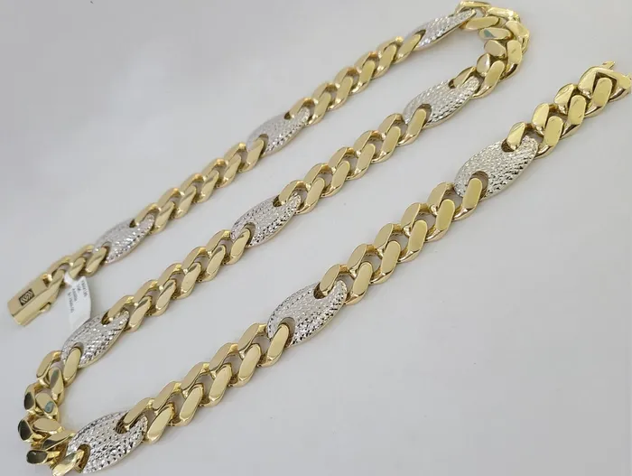 Gold and Diamond Necklaces 10K Yellow Gold 15mm Miami Cuban Mariner Link Chain Necklace 24 Inch 10Kt