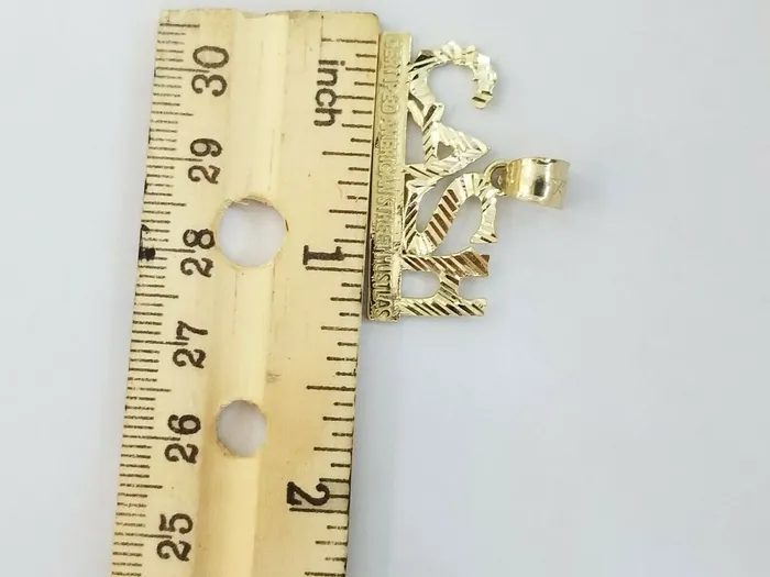 Gold and Diamond Necklaces 10k Yellow Gold Lucky Cash Mens Charm Pendant with Diamond Cut Design