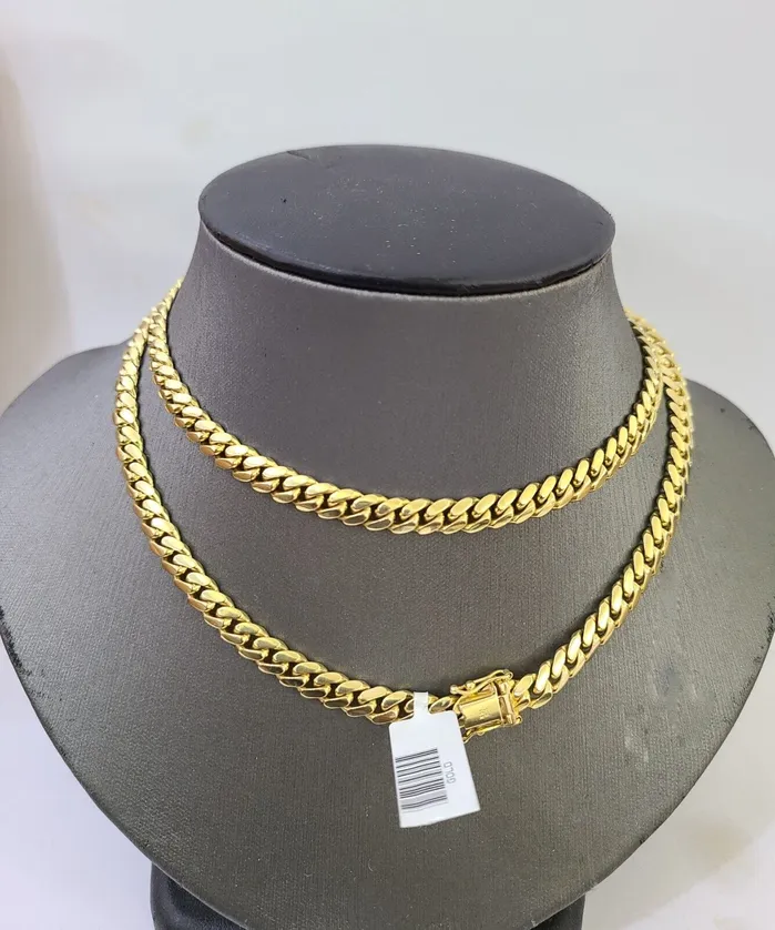 Gold and Diamond Necklaces 14k Gold Miami Cuban Link Chain Necklace 6mm 26 Box Lock REAL 14kt Yellow Gold
